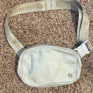 lululemon athletica Cream Belt Bag with Gold Accents